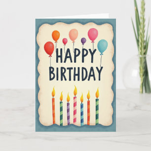 Türkisfarbene Happy Birthday-Kunstkarte Karte