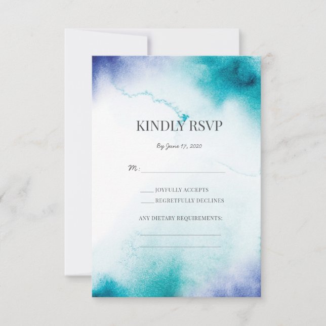 Türkisfarbene Hochzeitskarten RSVP Karte (Vorderseite)