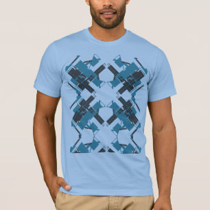Türkisfarbene Holzkohle Crisscross Abstraktes Kuns T-Shirt