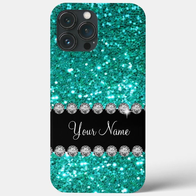 Türkisfarbene Imitate Blenden Monogramm  Case-Mate iPhone Hülle (Rückseite)