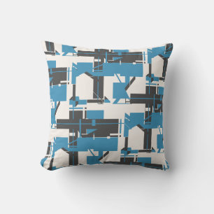 Türkisfarbene Kohle Off-white Geometric MCM Look Kissen