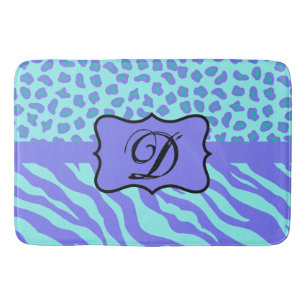 Türkisfarbene Lavender Zebra Leopard Hautmonogramm Badematte