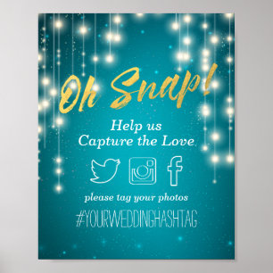 Türkisfarbene Lichterkette Hochzeit Oh Snap Hashta Poster