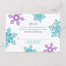 Türkisfarbene Lila Snowflake Winter Hochzeit UAWG RSVP Karte