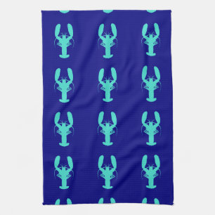 Türkisfarbene Lobster im Dekor der blauen Küste Küchentuch