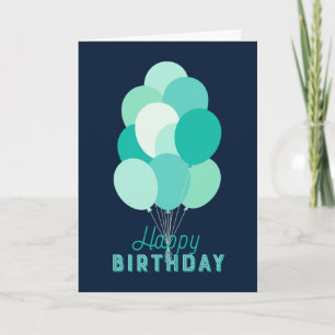 Türkisfarbene Luftballons Blau Alles Gute zum Gebu Karte