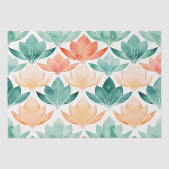 Türkisfarbene Mandarine Chic Seidenpapier (Vorderseite)