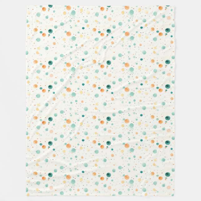 Türkisfarbene Mandarine Dots Fleecedecke (Vorderseite)