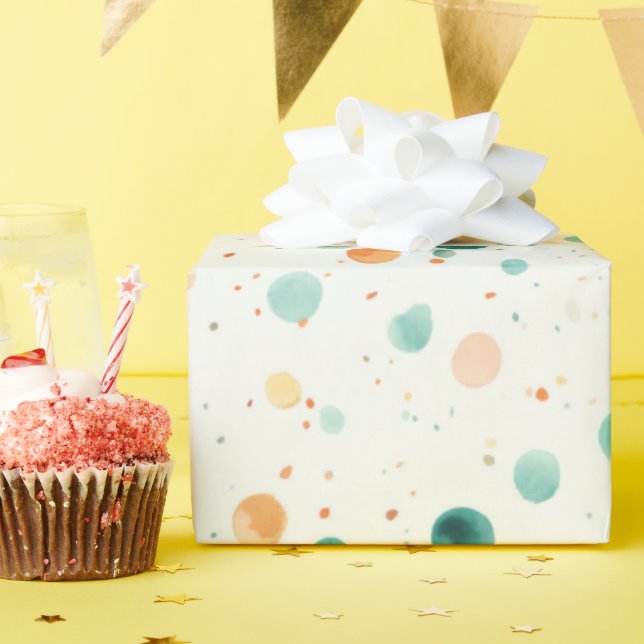 Türkisfarbene Mandarine Dots Geschenkpapier (Geburtstagsparty)