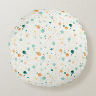 Türkisfarbene Mandarine Dots Rundes Kissen
