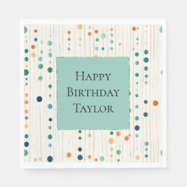 Türkisfarbene Mandarine Kreise und Linien Serviette