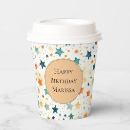 Türkisfarbene Mandarine Stars Pappbecher