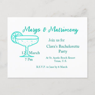 Türkisfarbene Margs- und Matrimony-Tequila-Glas Ju Postkarte