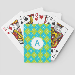 Türkisfarbene Mit Monogramm Spielkarten