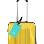 Türkisfarbene Monogramm-Initialen Gepäckanhänger<br><div class="desc">Ein türkisfarbener Hintergrund. Personalisieren Sie Ihre Monogrammbriefe und den vollständigen Namen auf der Vorderseite. Ihre Kontaktinformationen auf der Rückseite.</div>