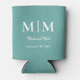 Türkisfarbene Monogramm und Namen Hochzeit können  Dosenkühler