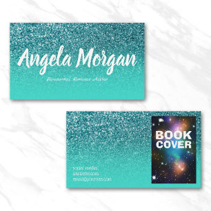 Türkisfarbene Ombre-Teal-Glitter-Foto Autor Visitenkarte