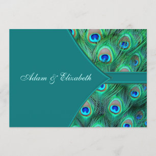 Türkisfarbene Pfauen Elegante Pfauen Hochzeits-Ein Einladung