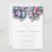 Türkisfarbene Purple Flowers Engagement Party