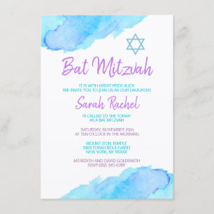 Türkisfarbene Purpur Bat Mitzwa Einladung