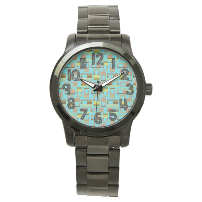 Türkisfarbene Rechtecke Armbanduhr (Vorderseite)