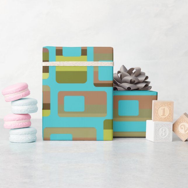 Türkisfarbene Rechtecke Geschenkpapier (Babyparty)