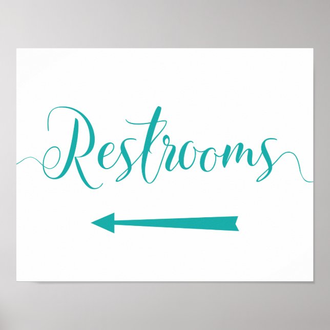 Türkisfarbene Restrooms - Links Pfeilrichtung Poster (Vorne)