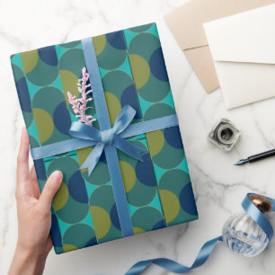 Türkisfarbene Retro-Ovale und Halbkreise Geschenkpapier
