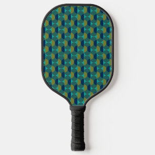 Türkisfarbene Retro-Ovale und Halbkreise Pickleball Schläger
