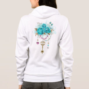 Türkisfarbene Rose mit Tasten Hoodie