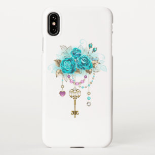 Türkisfarbene Rose mit Tasten iPhone Hülle