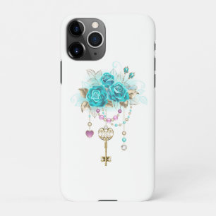 Türkisfarbene Rose mit Tasten iPhone 11Pro Hülle