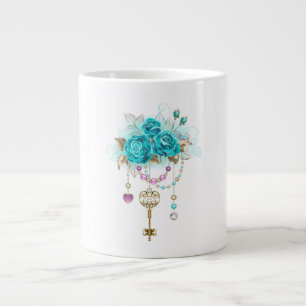Türkisfarbene Rose mit Tasten Jumbo-Tasse