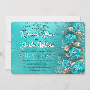 Türkisfarbene Rosen Tiffany Floral Modern Boho Einladung