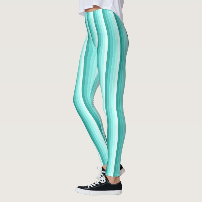Türkisfarbene Schattenstreifen Leggings (Links)