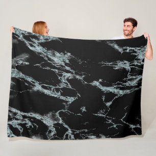 Türkisfarbene, schwarze Marmorverkleidung Fleecedecke