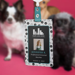Türkisfarbene schwarze Pfotenabdruck- & Logo-Hunde Ausweis