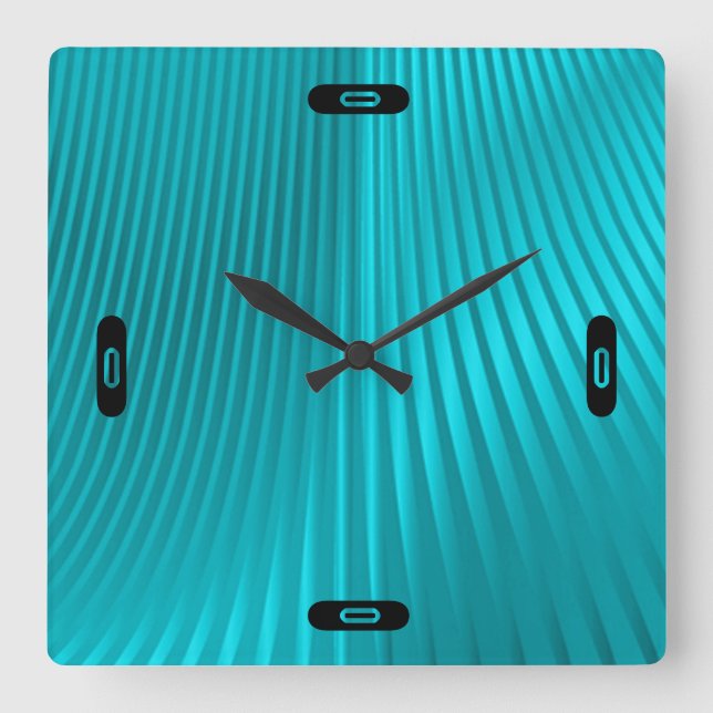 türkisfarbene Seide Quadratische Wanduhr (Vorderseite)