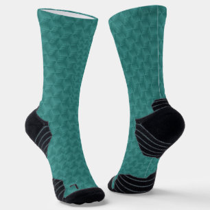 Türkisfarbene Socken mit schwarzen Bündchen