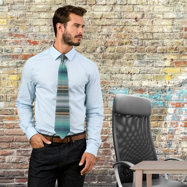 Türkisfarbene Streifen abstrakt zeitgenössische Mo Krawatte (Von Creator hochgeladen)