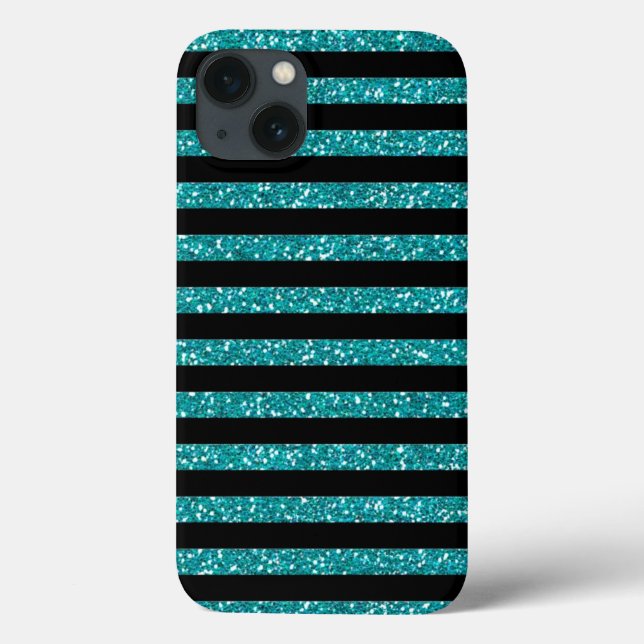 Türkisfarbene Streifen Chic Elegante Case-Mate iPhone Hülle (Rückseite)