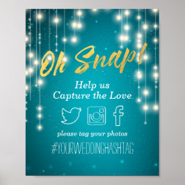 Türkisfarbene String Lights Wedding Oh Snap Hashta Poster