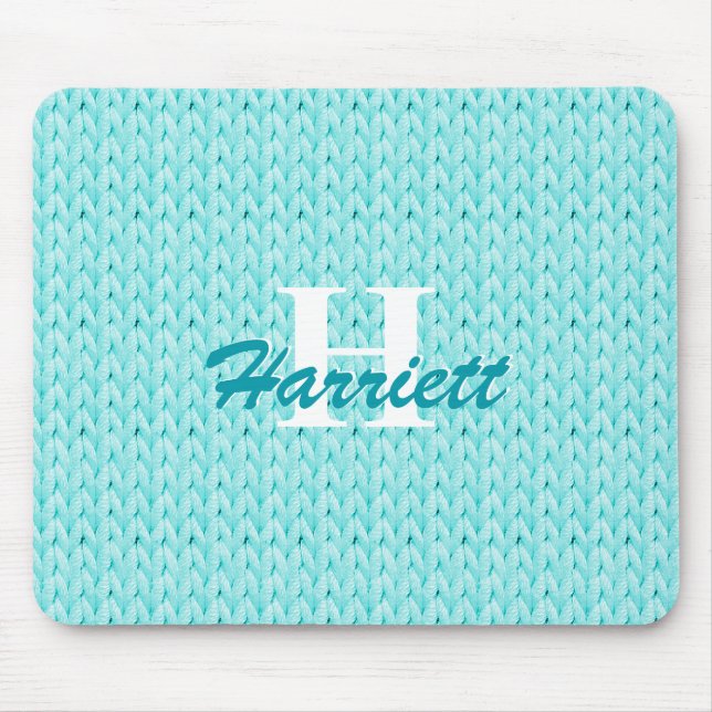 Türkisfarbene Texturmousepad mit Monogramm Mousepad (Vorne)