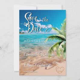 Türkisfarbene Tides Tropical Palm Tree Beach Hochz Save The Date