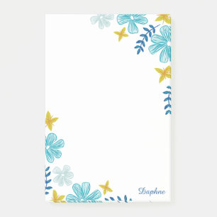 Türkisfarbene tropische Blume - Name hinzufügen Post-it Klebezettel
