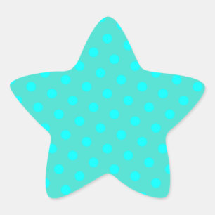 Türkisfarbene und Aquamarinfarbene Tupfen Stern-Aufkleber
