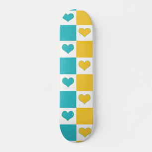 Türkisfarbene und gelbe Tafelhörer Skateboard