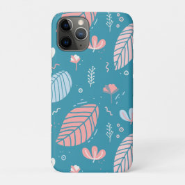 Türkisfarbene und rosa Blätter und Doodles Case-Mate iPhone Hülle