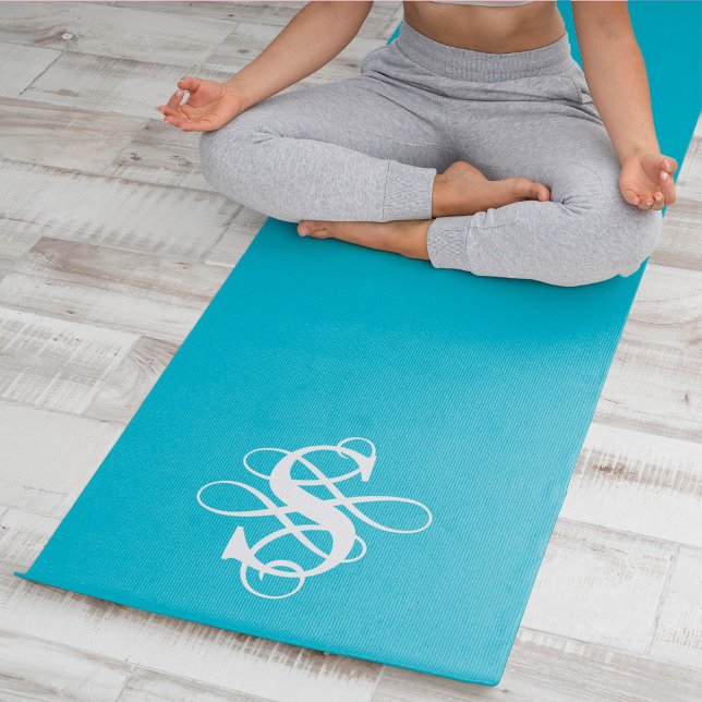 Türkisfarbene und Wirble Anfangsmonogramm Yogamatte (Von Creator hochgeladen)