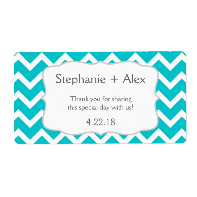 Türkisfarbene Zickzack Wasserflasche - passen Sie  (Vorne)